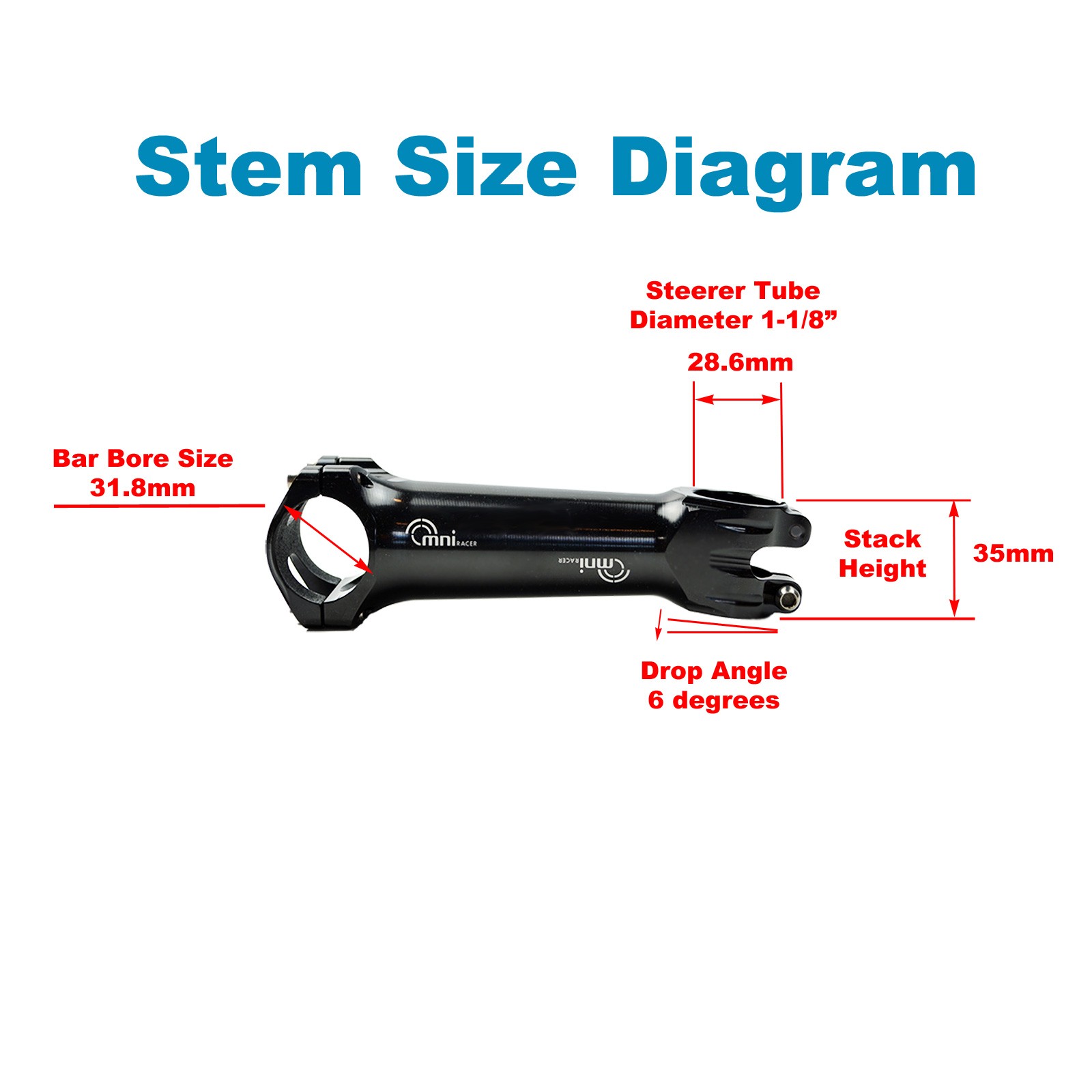 31.8x60mm OMNI Racer WORLDS LIGHTEST RACE-Lite Handlebar Stem & Ti Bolts BLACK