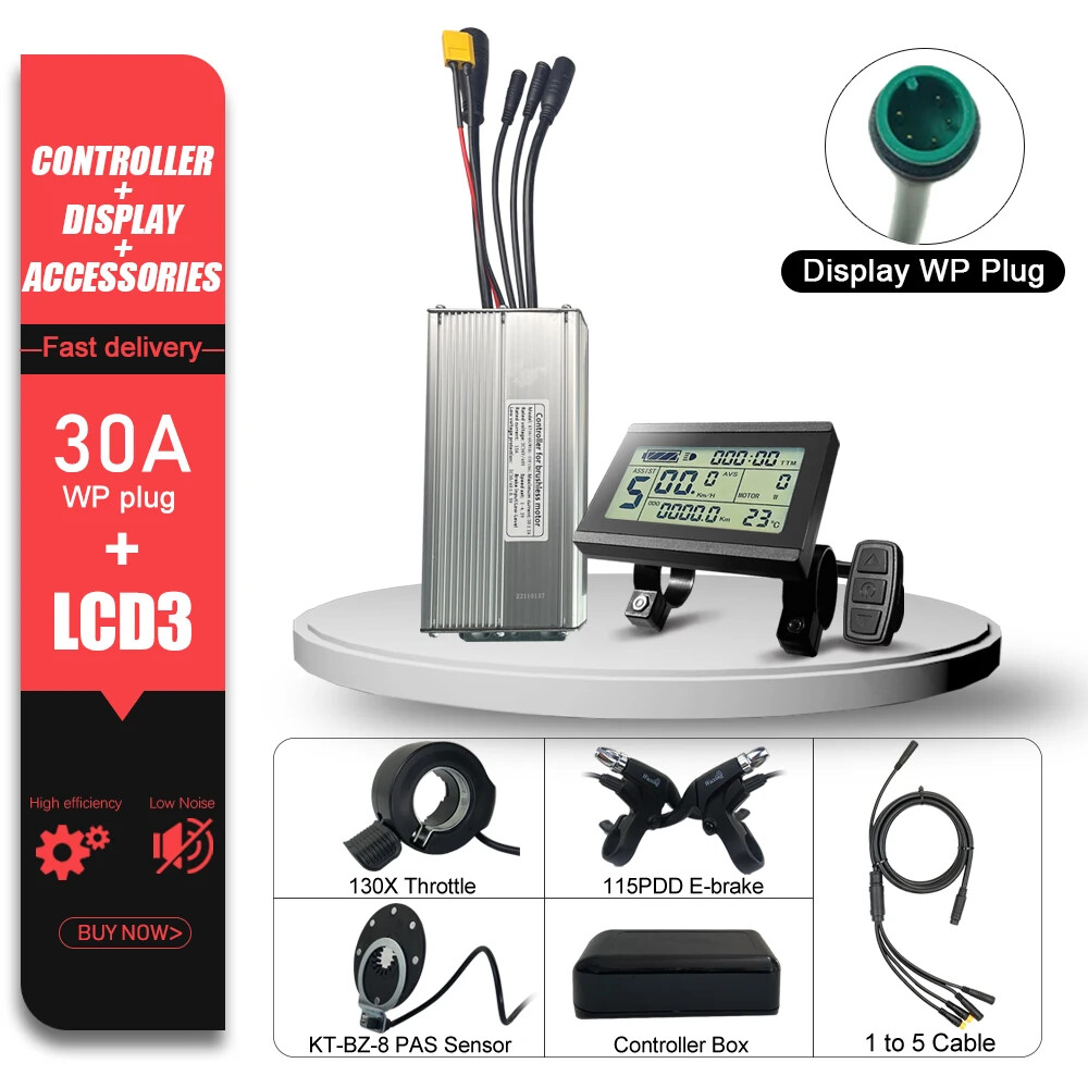 E-bike Sine Wave KT Controller 36V 48V 15A/17A/22A/25A/30A with LCD LED Display