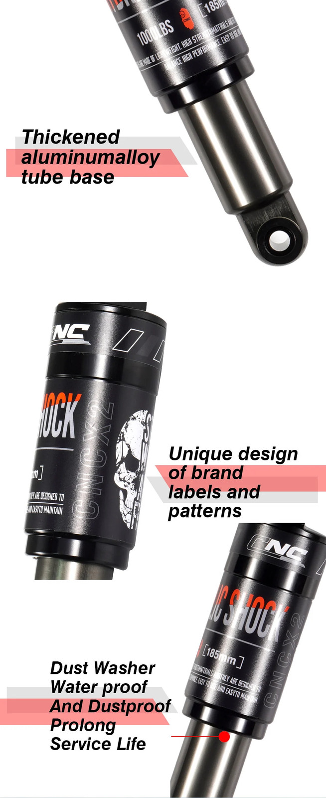 120/125/150/165/190/200mm Mountain Cycling Hydraulic Frame Air Shock Absorbers