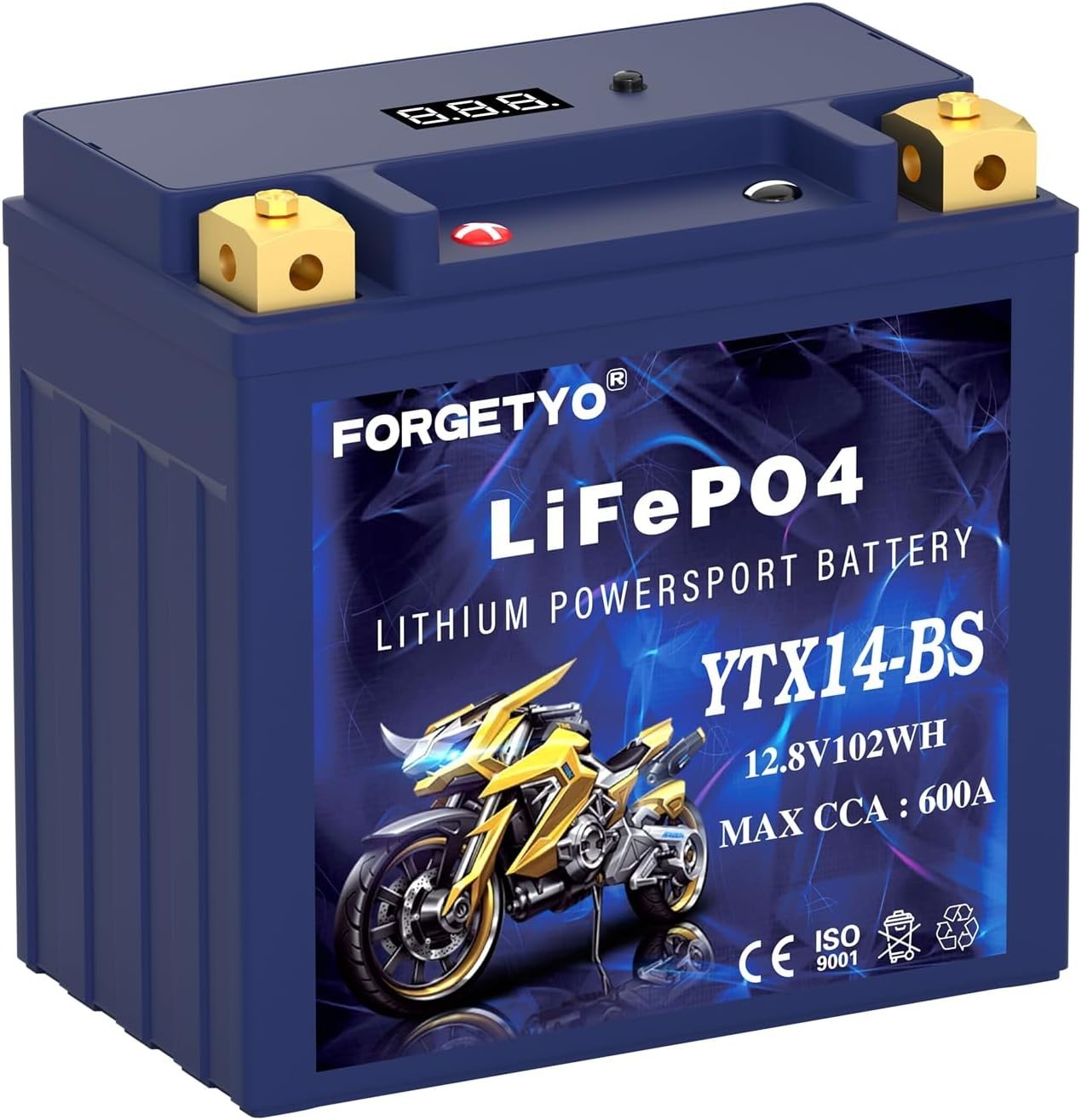 Lithium Motorcycle Battery, ATV Battery 12V 8AH 600CCA Compatible with YTX14-BS