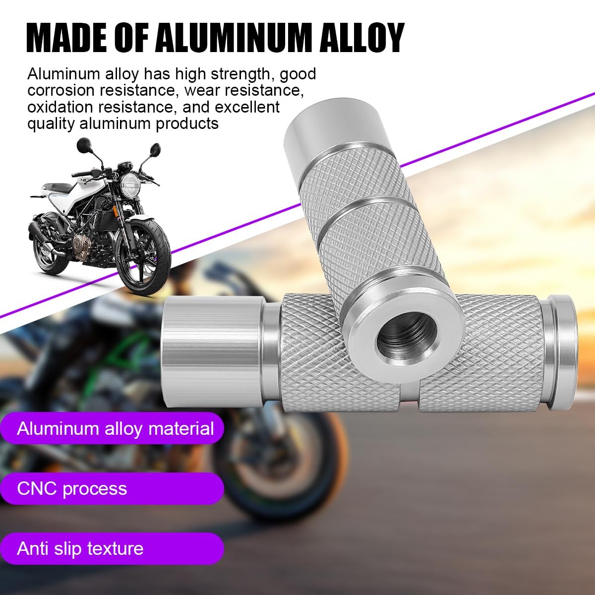 Motorcycle Foot Pegs Aluminum M8 CNC Motorbike Pedals Footrests Motorcycle