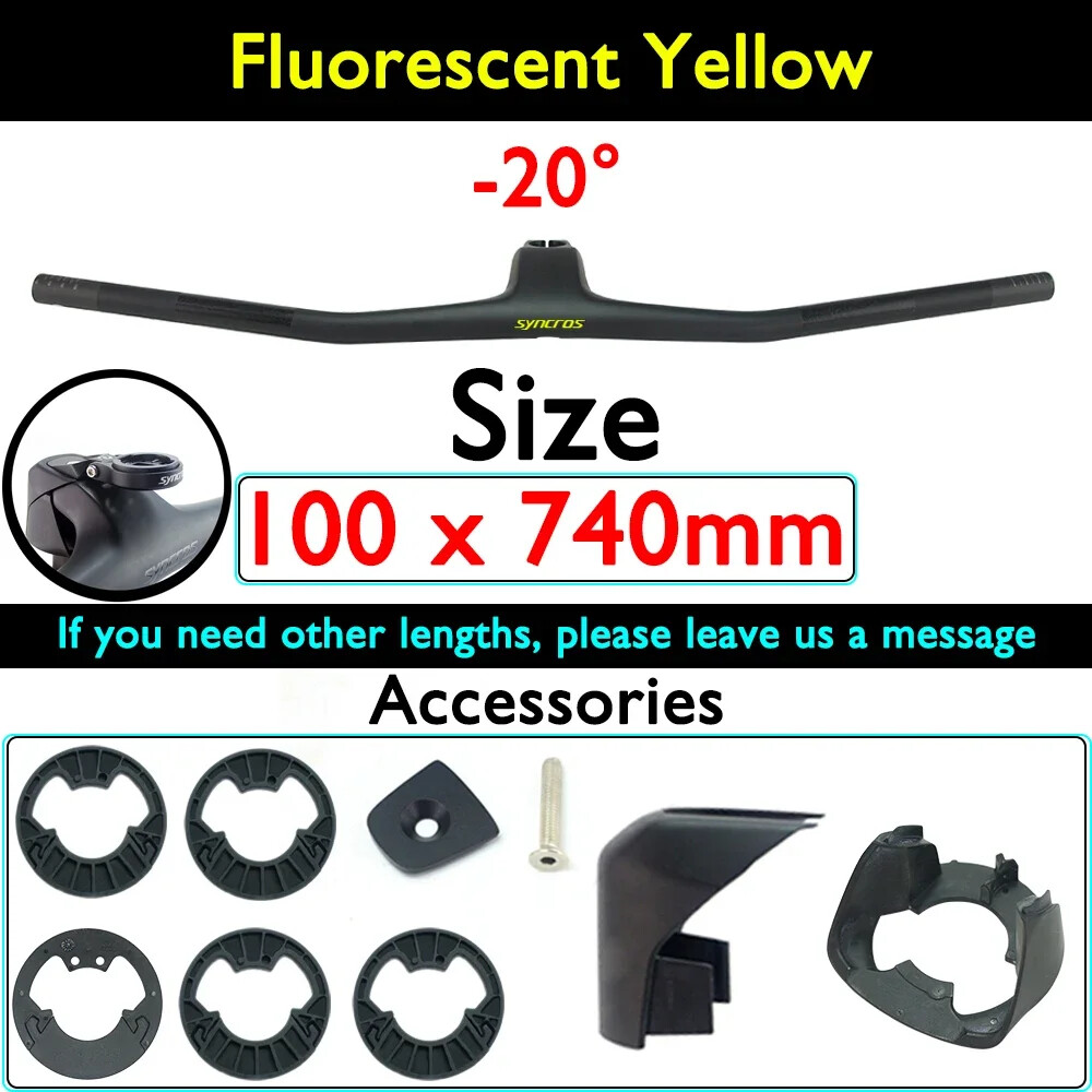 Full Carbon Fiber MTB Bicycle Integrated Handlebar with Stem -20° Degree 740mm