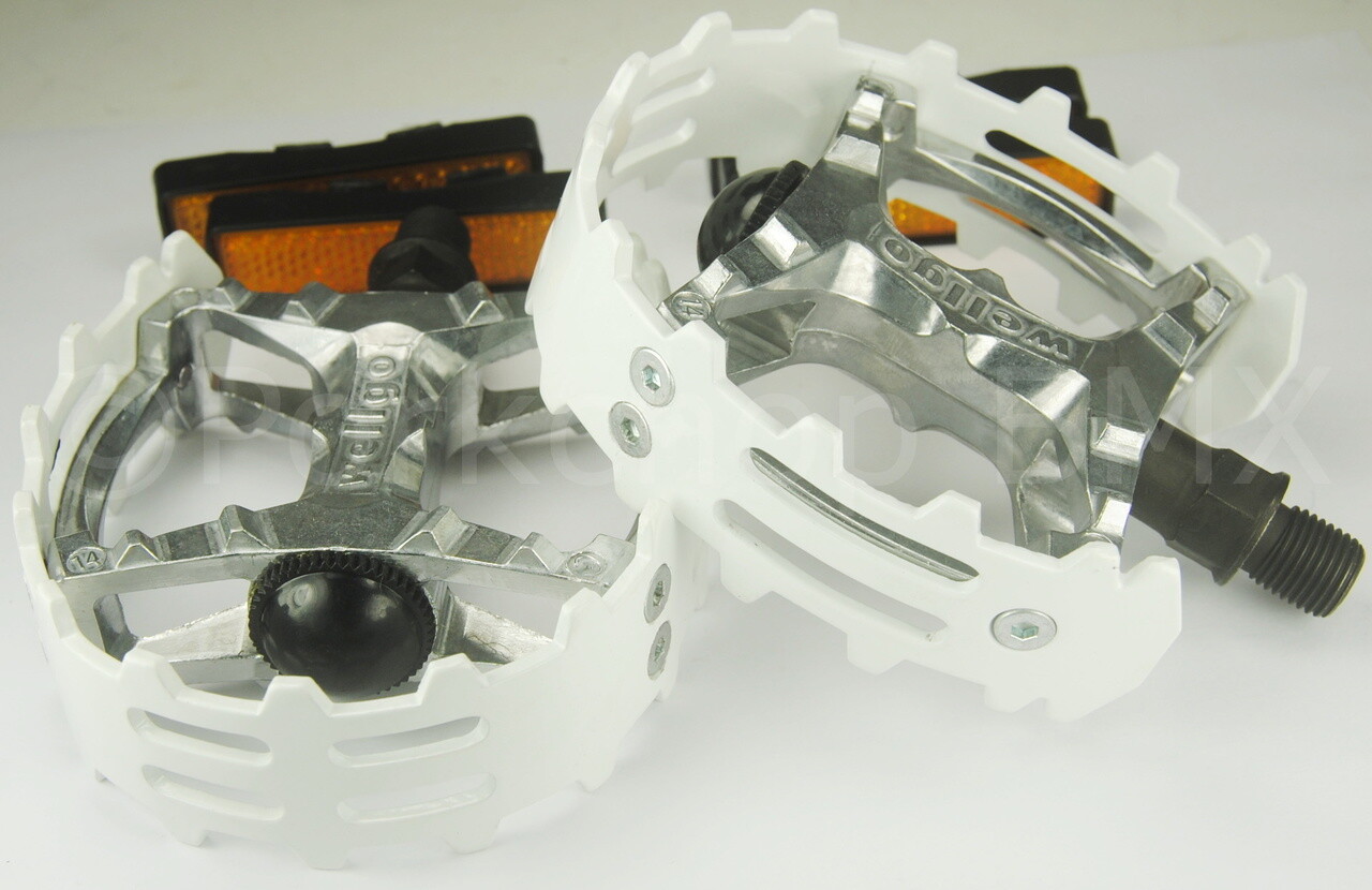 Wellgo XC-II style bear trap alloy BMX bicycle pedal 1/2″ WHITE