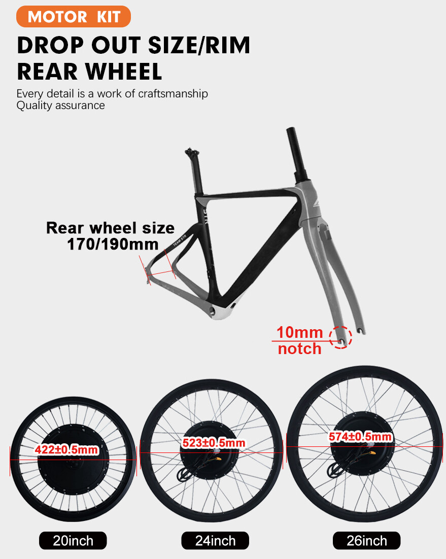 20 24 26 Inch 48V 1000W Rear Cassette Hub Motor Wheel Drive for Snow Fat E-Bike
