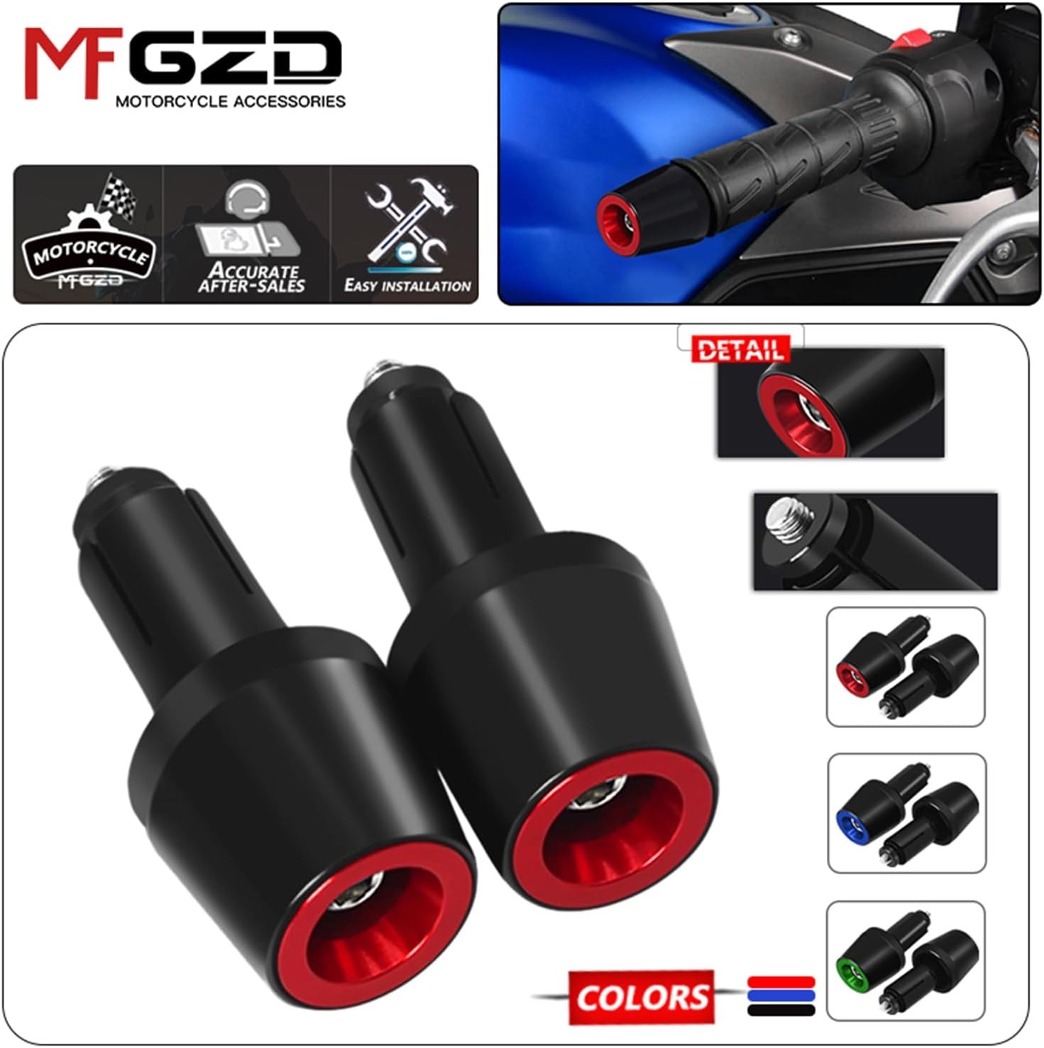 Motorcycle Bar Ends Plug, 7/8″ 22mm CNC Aluminum Alloy Universal Moto Red