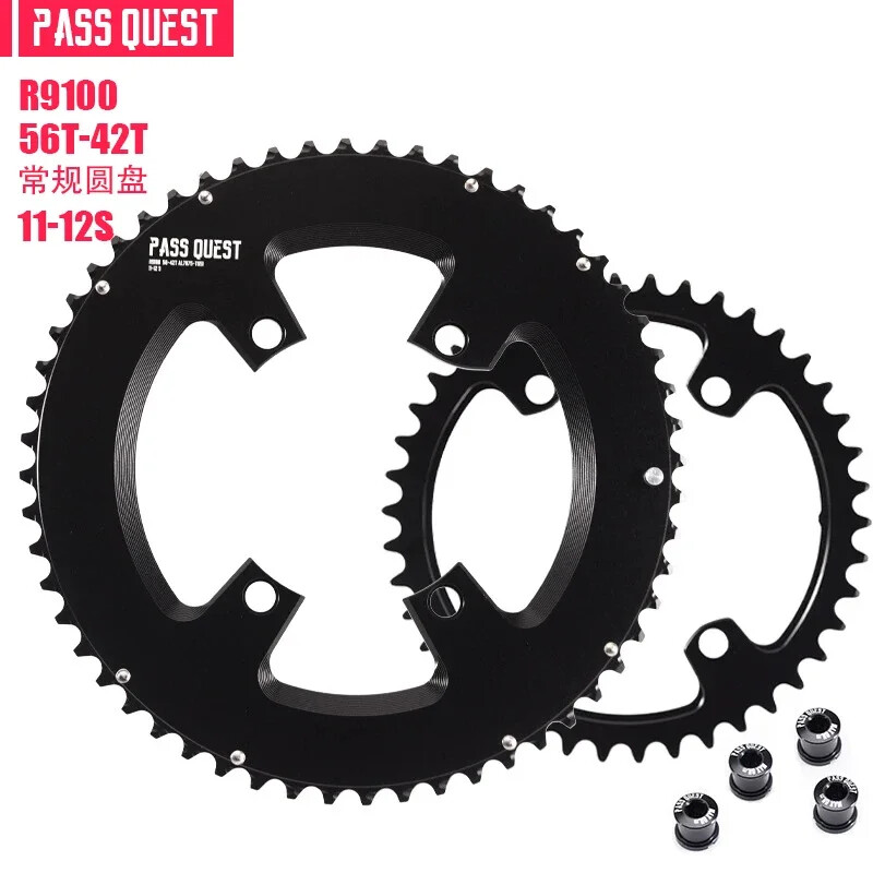Road Bike Chainring 110bcd 4 Bolts Round Double Chainring 56-42T/54-40T/53-39T