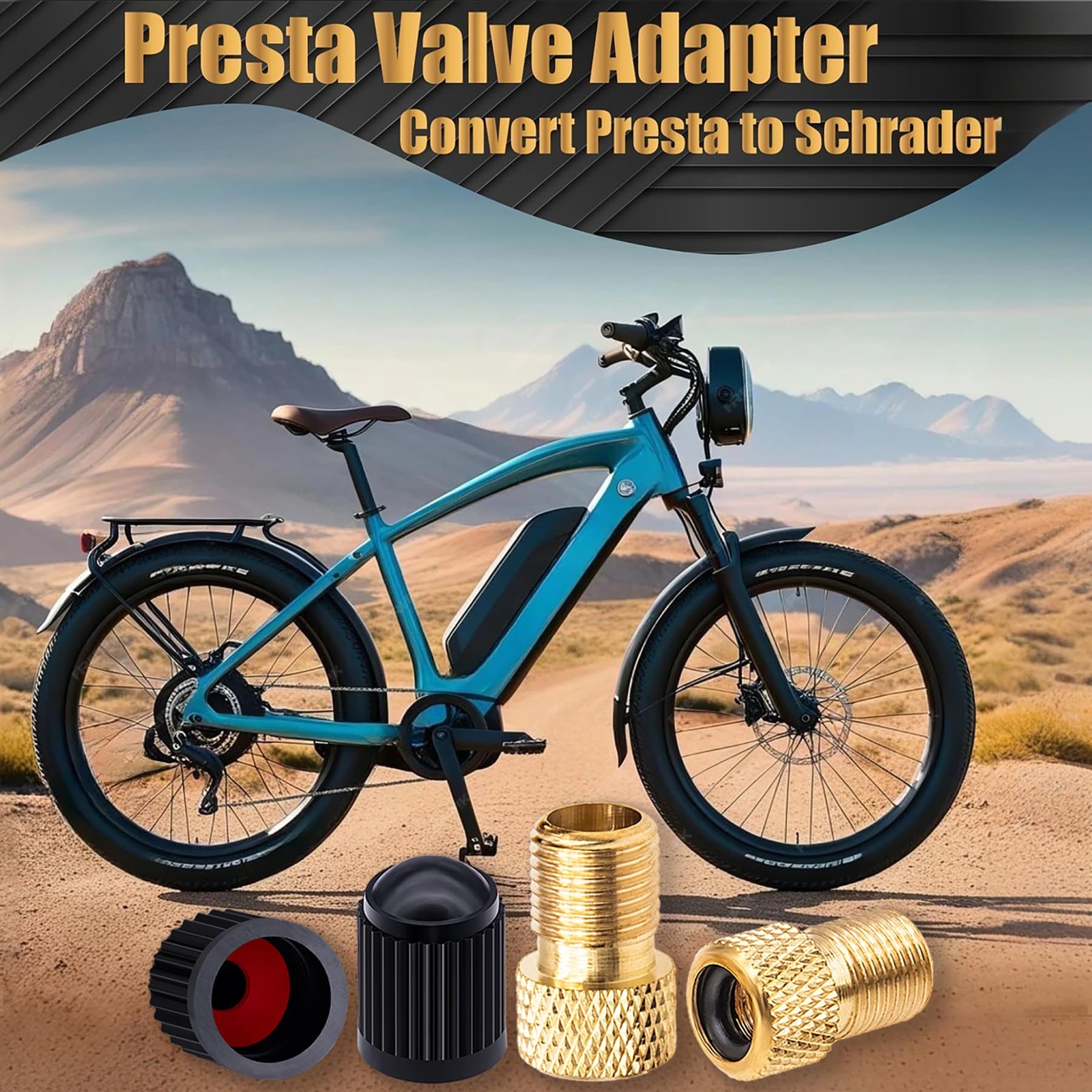 2PCS Brass Presta Valve Adapter, Convert Presta to Schrader Adaptor, Inflate …