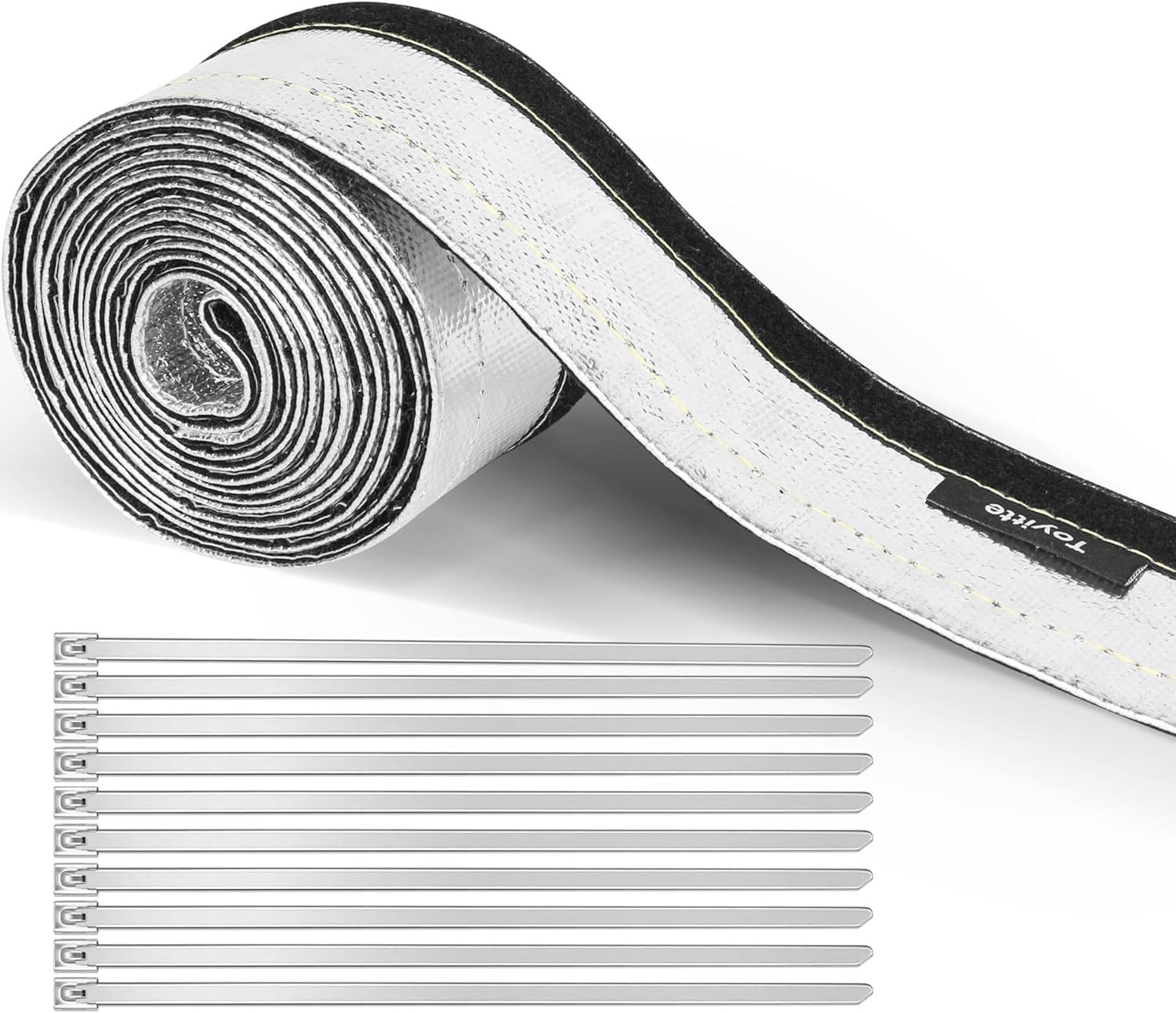 Heat Shield Aluminized Heat Shroud Sleeve w/ Hook Loop Closure 1/2″ I.D. x 10FT