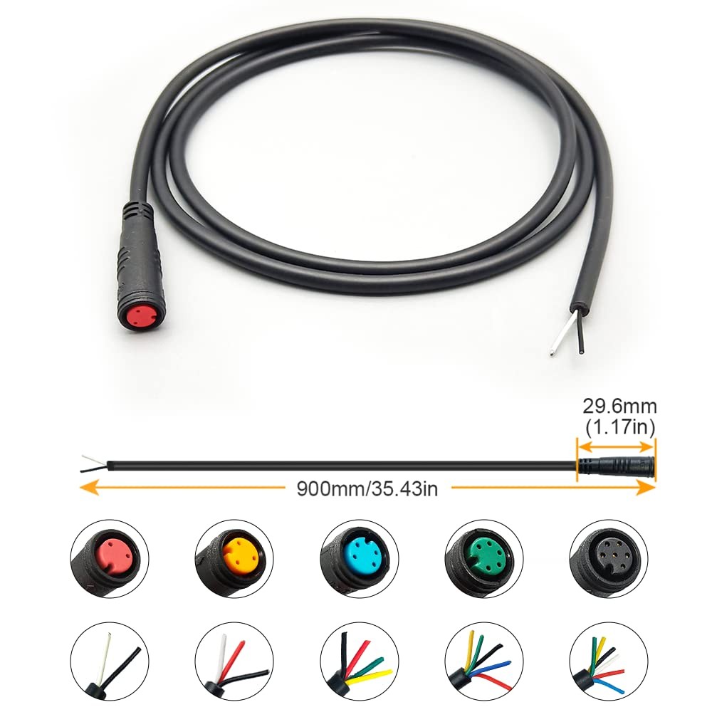Ebike Cable Extension – Female & Male 2-6 Pin Waterproof Plug for Electric Bi…