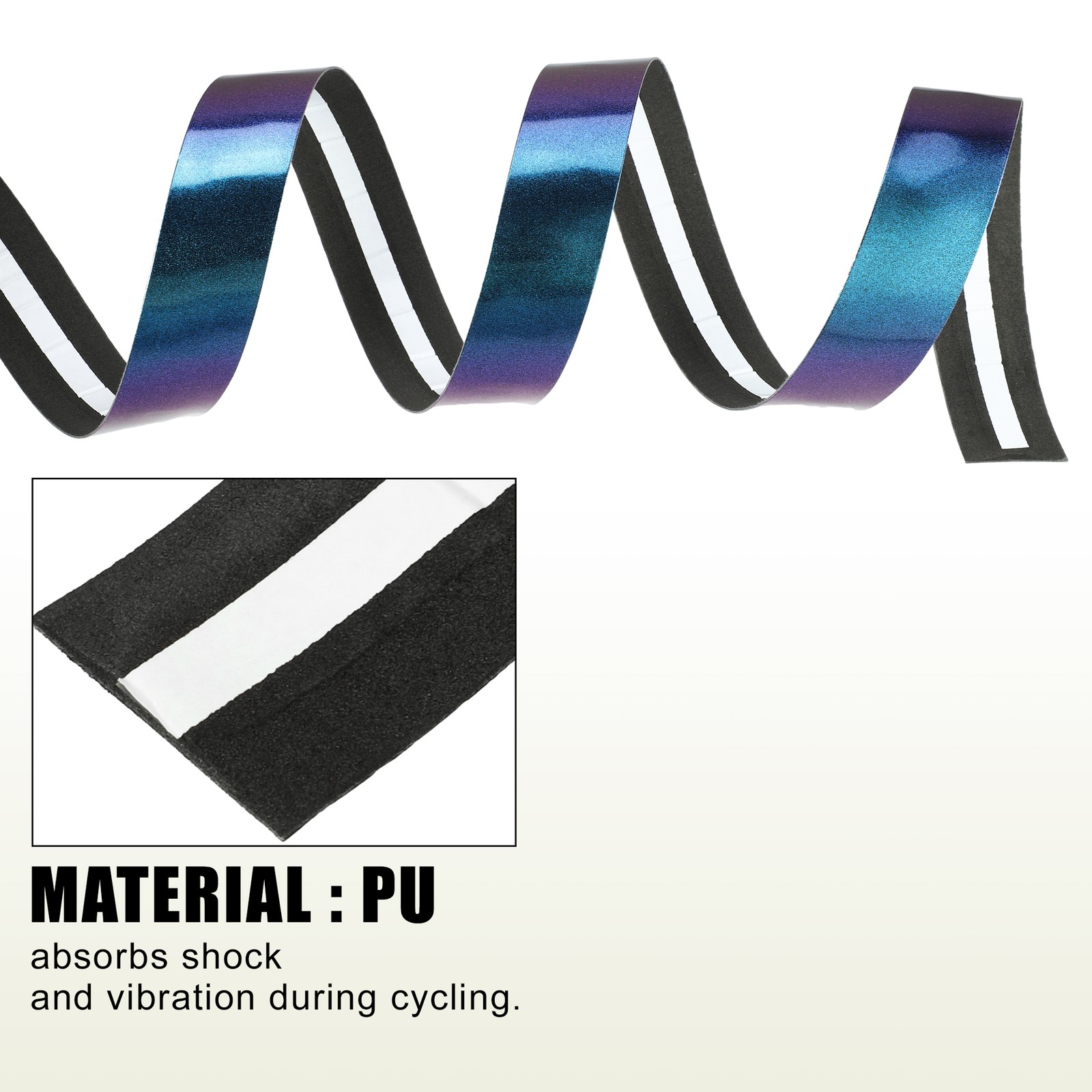 1 Pair Bike Handlebar Tapes Non-Slip with End Plugs for Road Bike Blue Purple