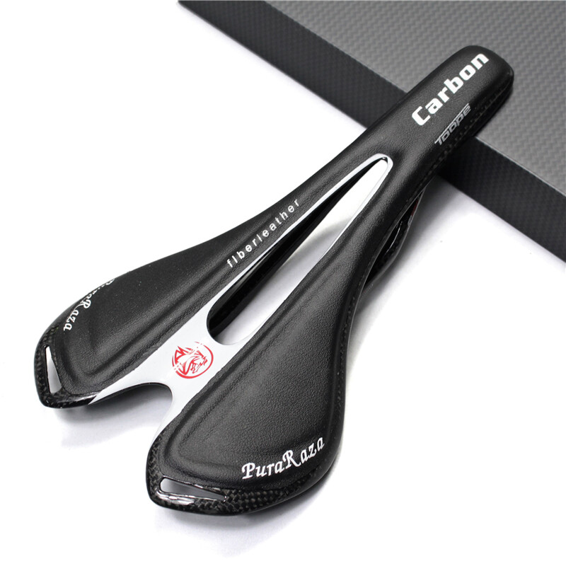 Carbon Fiber + Leather Bicycle Saddle Road Mountain Bike Saddle Seat Pad Cushion