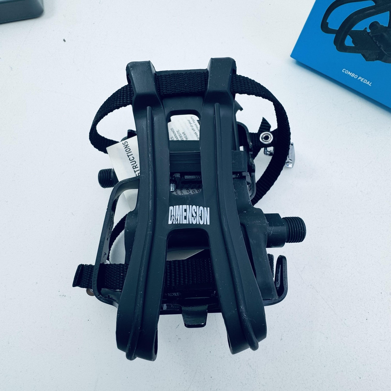 Dimension Sport Combo Pedals 9/16 In Black Toe Clips Straps Universal Bike A73