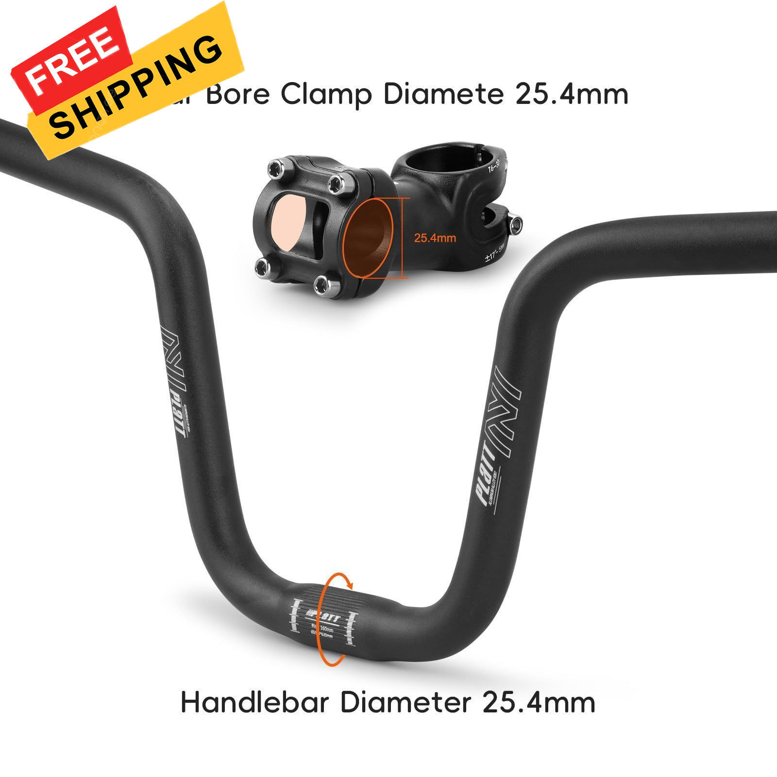 PLATT 25.4/31.8mm Mountain Bike Handlebar/Riser Handlebar – 160mm Rise, black