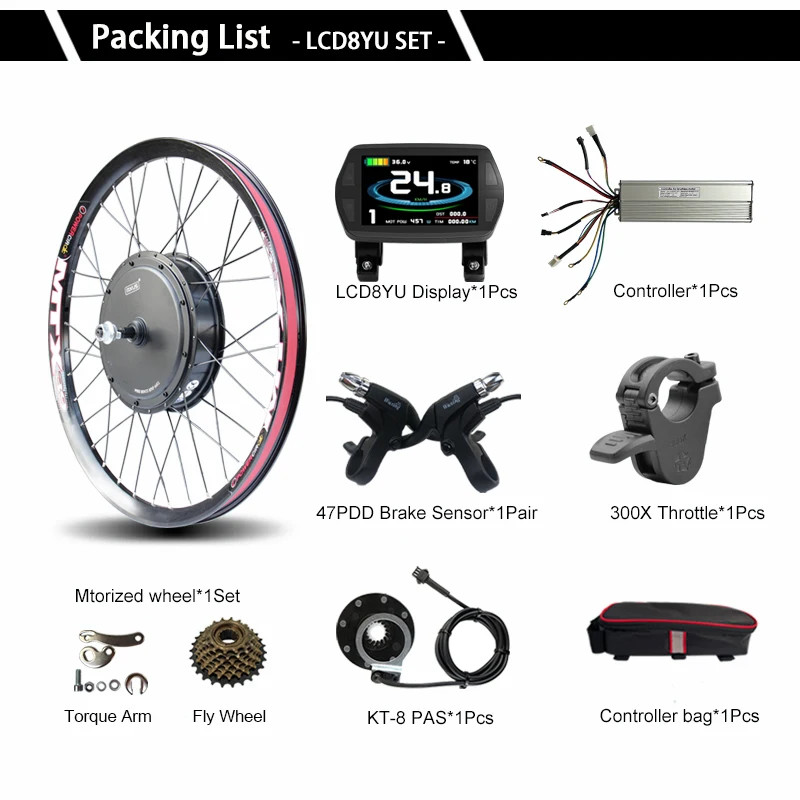 48V72V 1000W-3000W Electric Bicycle Rear Gearless Hub Motor Conversion Kit