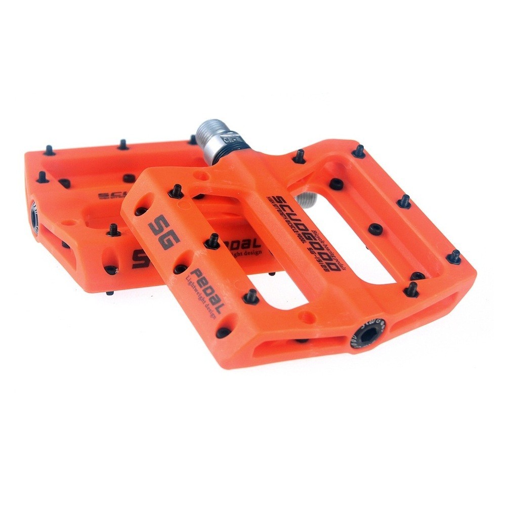 Road MTB Mountain Bike Fixie Bicycle Pedal Bearings Flat Pedals Polyamide Orange