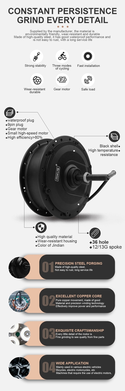 36V 48V 250W 350W 500W Electric Bike Front/Rear Wheel Hub Motor Conversion Kit