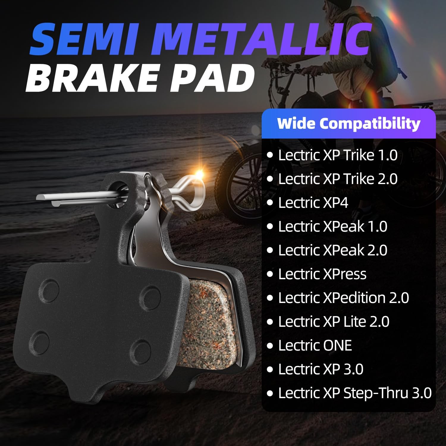 BIAQI 2PCS ‌Lectric XP Brake Pads – Front & 1.2‎»L x 0.32″W x 1.38″H, black