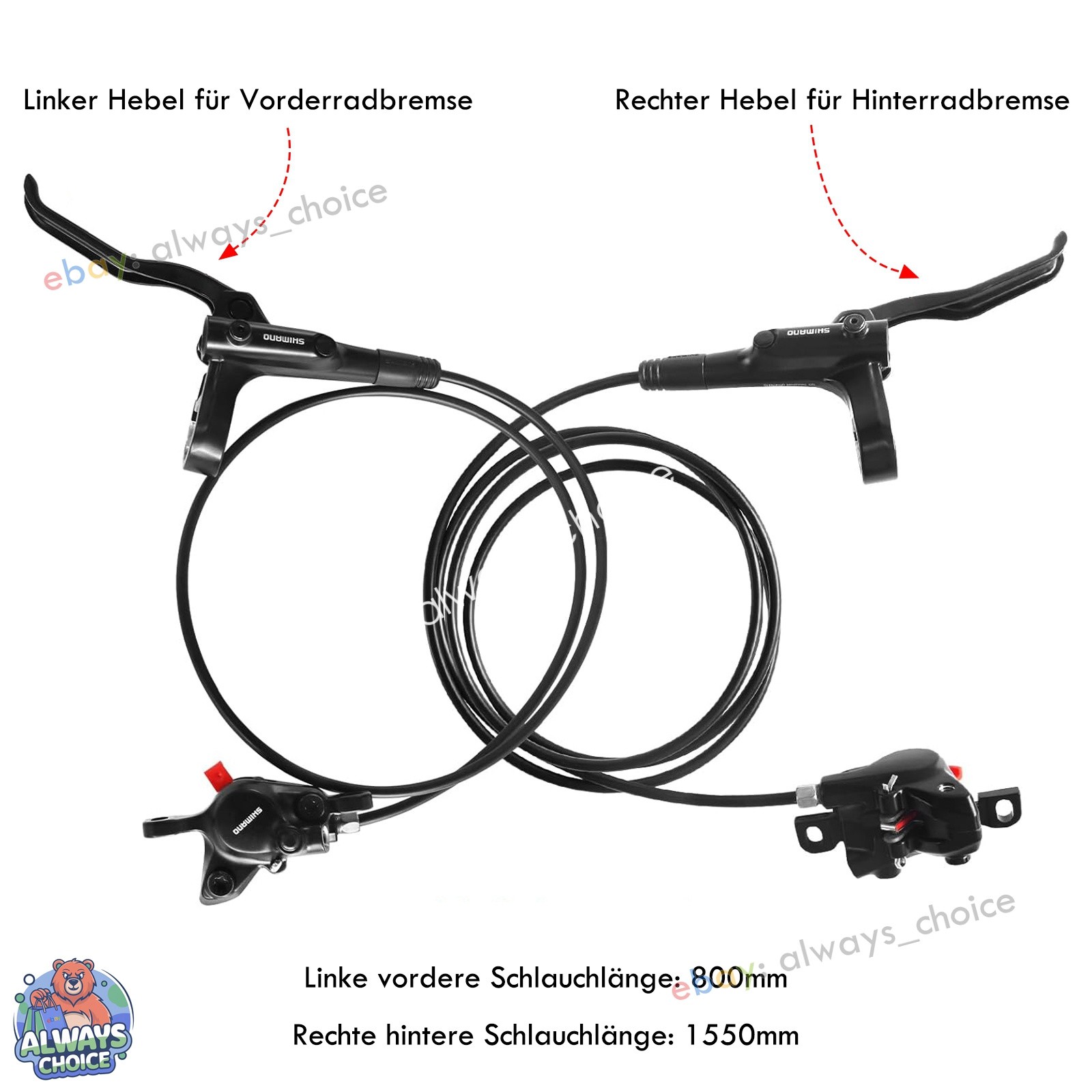 Shimano BR-MT200 Hydraulic 800/1550mm Front Rear Disc Brake Set
