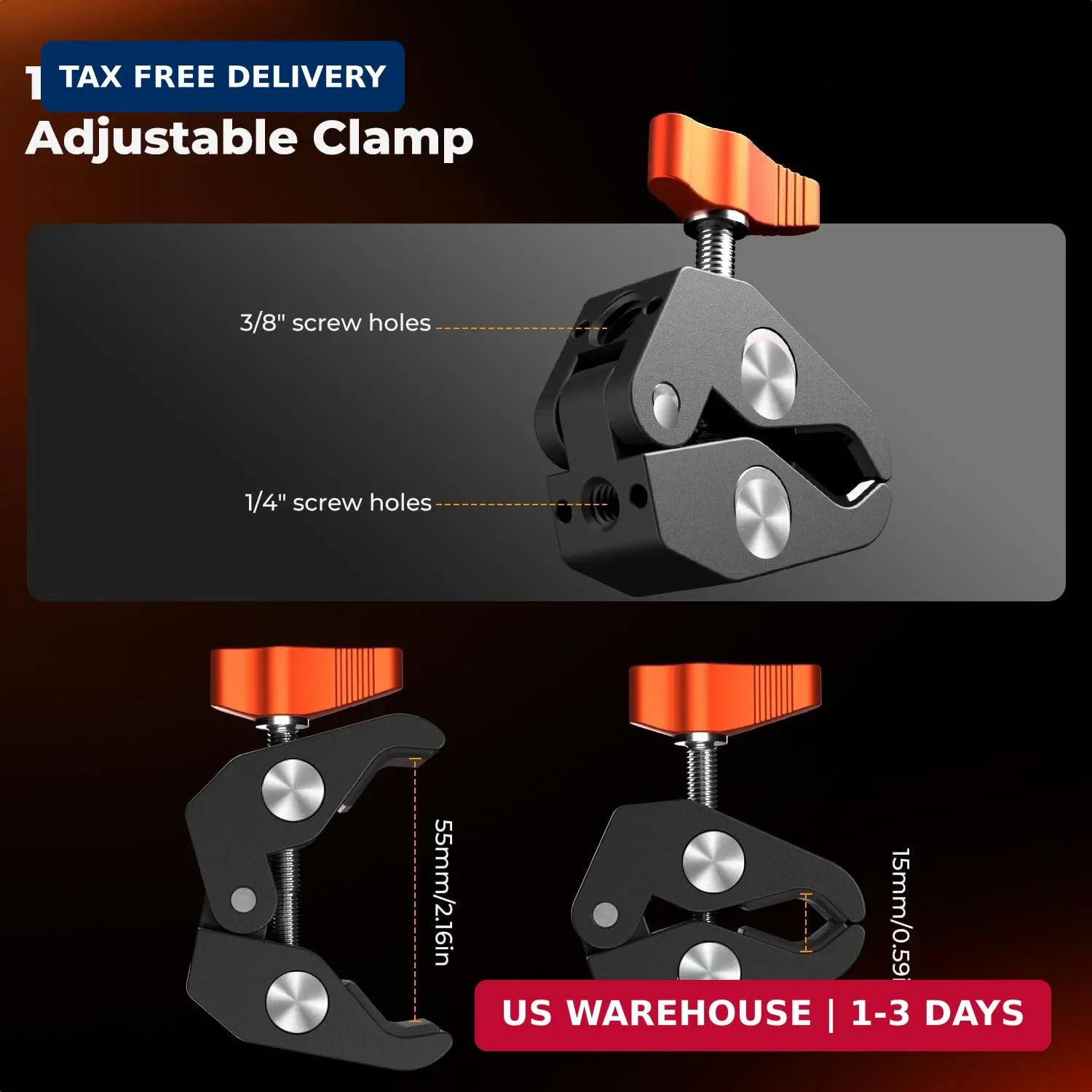 K&F CONCEPT 9.8″ Magic Arm Clamp Kit with 1/4″ & 3/8″ Thread Screw 360° Ball Hea