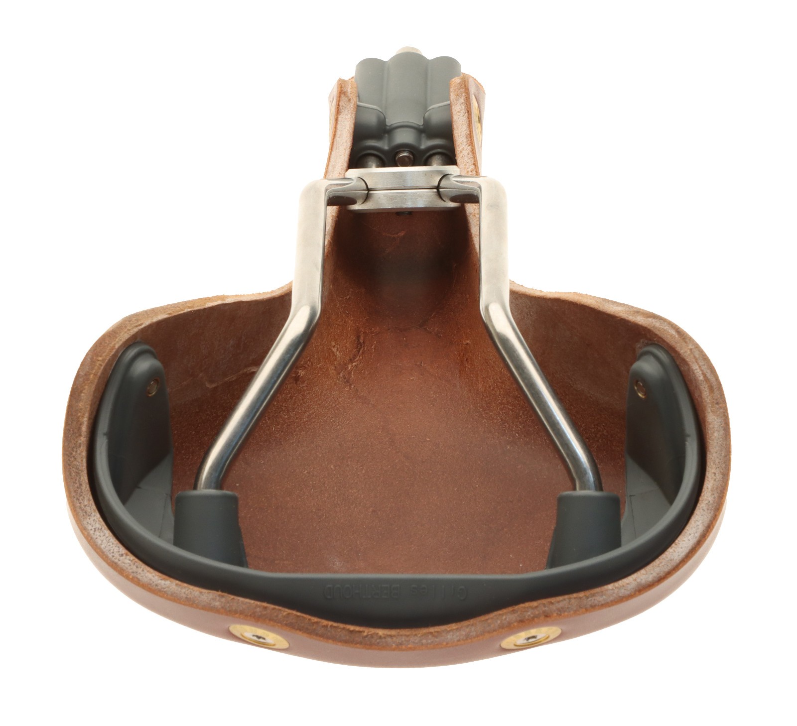 Gilles Berthoud Soulor Saddle Steel Rails Hard Leather Cover Brown NEW NOS NIB