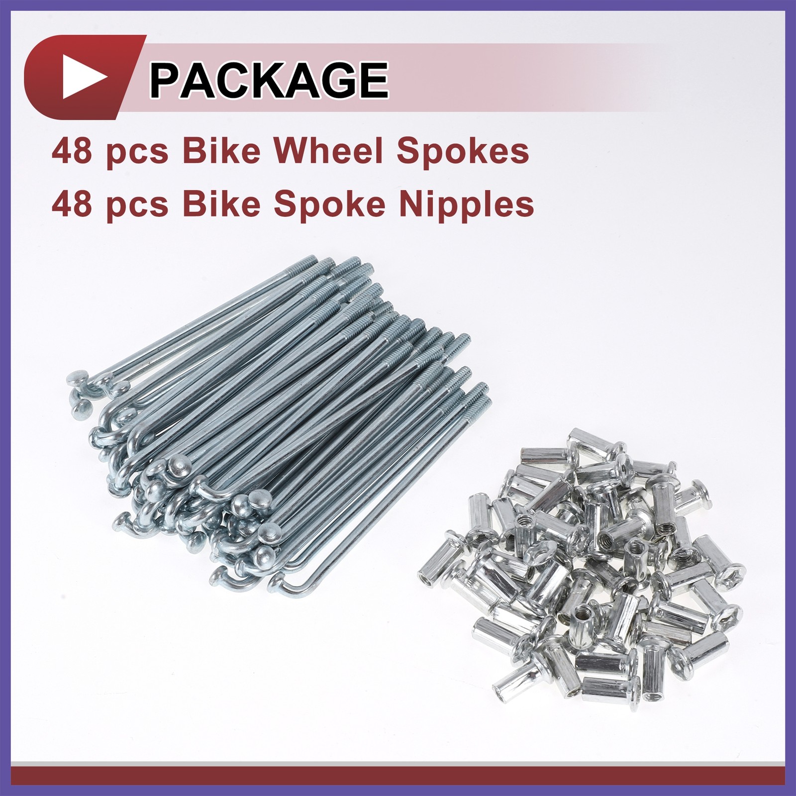 48Set 10G Bicycle Spokes 75mm Bike Wheel Spokes Carbon Steel Galvanized