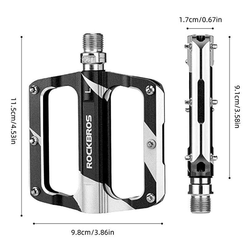 ROCKBROS Bicycle Pedals Alu 9/16″ Non-Slip Sealed Bearing Cycling Flat Pedals US