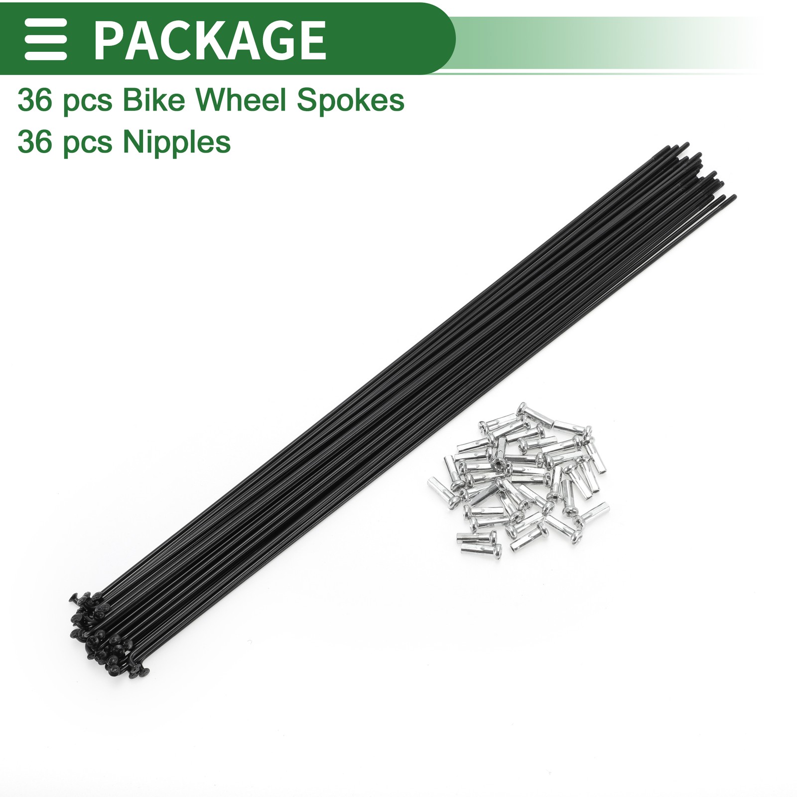 1 Set 14G 285mm Length Bicycle Spokes Nipple Carbon Steel Black Universal