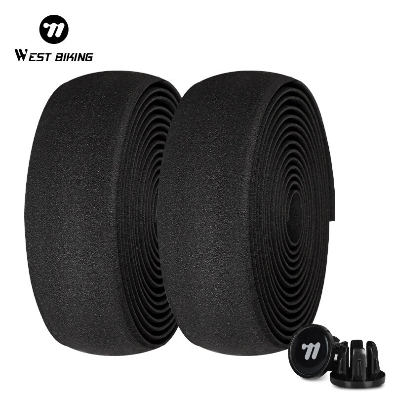 West Biking Road Bike Bicycle Handlebar Tape PU EVA Handlebar Tape Black One Pair