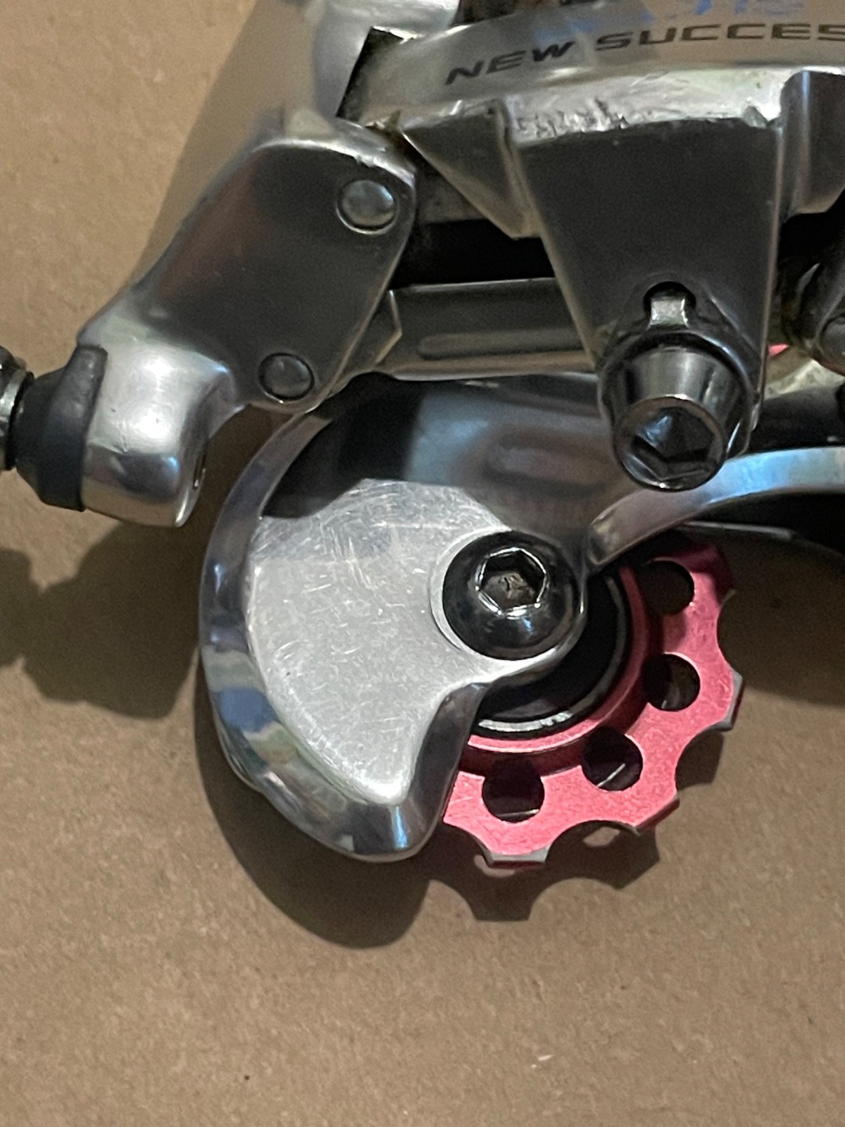 Vintage Sachs New Success Short Cage Rear Derailleur w/Pink Jockey Wheels