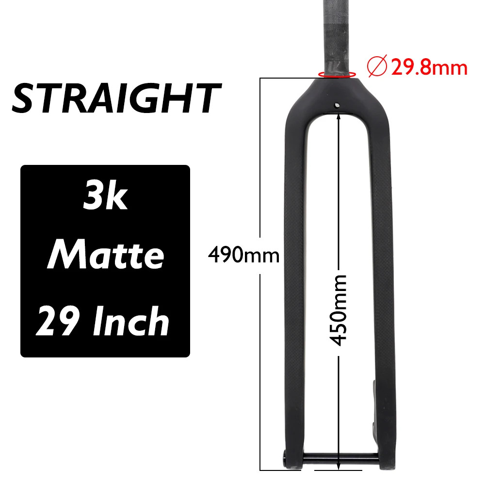 26/27.5/29 Inches Carbon MTB Fork Thru Axle 15*100mm Straight/Conical Disc Brake