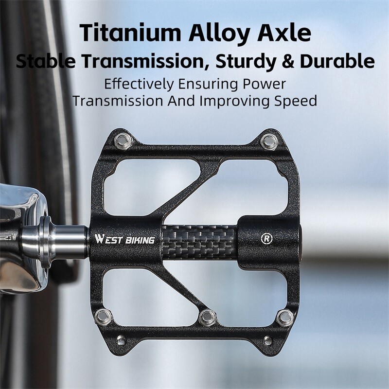 Bike Pedals 3 Bearings Titanuim Axle Carbon Cover Bicycle Pedals Platform Pedals