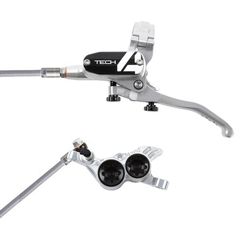 Hope Tech 4 V4 Downhill E-Bike Brake – Silver/Black-Braided Hose-Right Hand Rear
