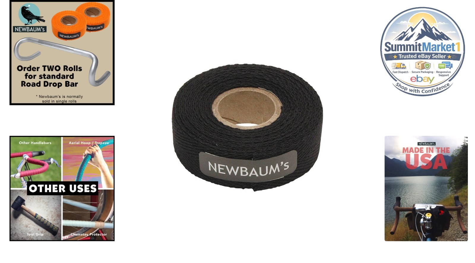 Cloth Bike Handlebar Tape Black 10 ft Roll 0.75” Wide Adhesive Back