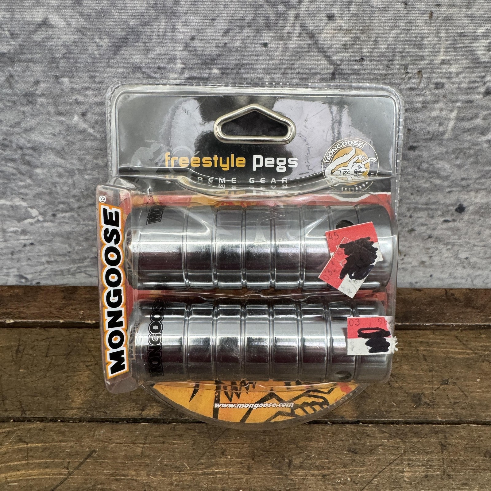 Vintage Mongoose BMX Freestyle Axle Pegs NOS Pair 3/8 26T 4.5×1.5 Steel New
