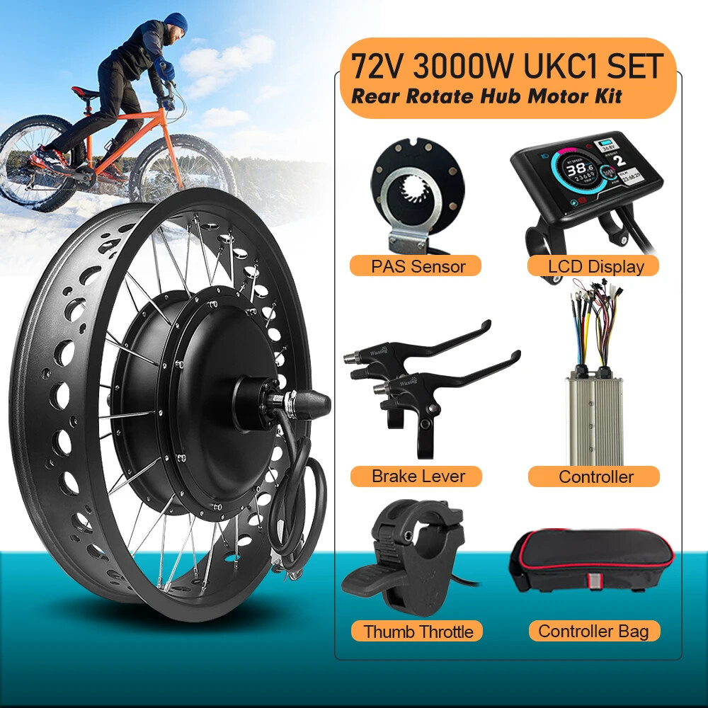 72V 3000W Snow Electric Bike 20 24 26inch 4.0 Tyre Fat Brushless Rear Hub Motor