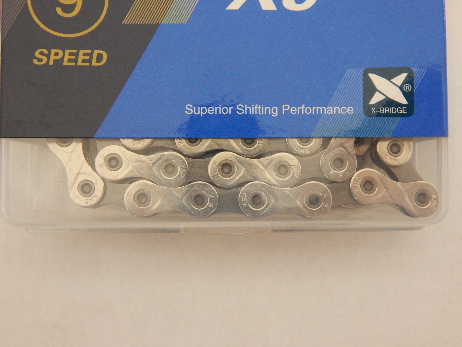 KMC X9 9-Speed Bicycle Chain 116 Links Gray/Silver w/Reusable Missing Link