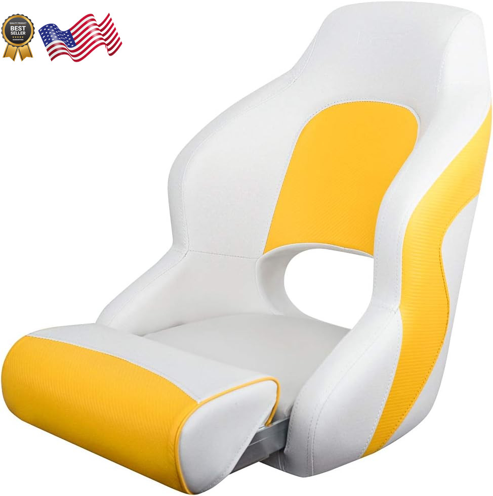MSC Captain Boat Seat (White/Yellow) FREE SHIPPING USA ONLY