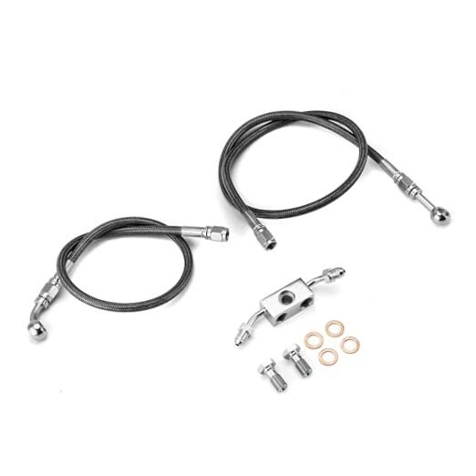 Extended Length ABS Hydraulic Front Brake Line Kit Stainless Steel 50.5″ Black