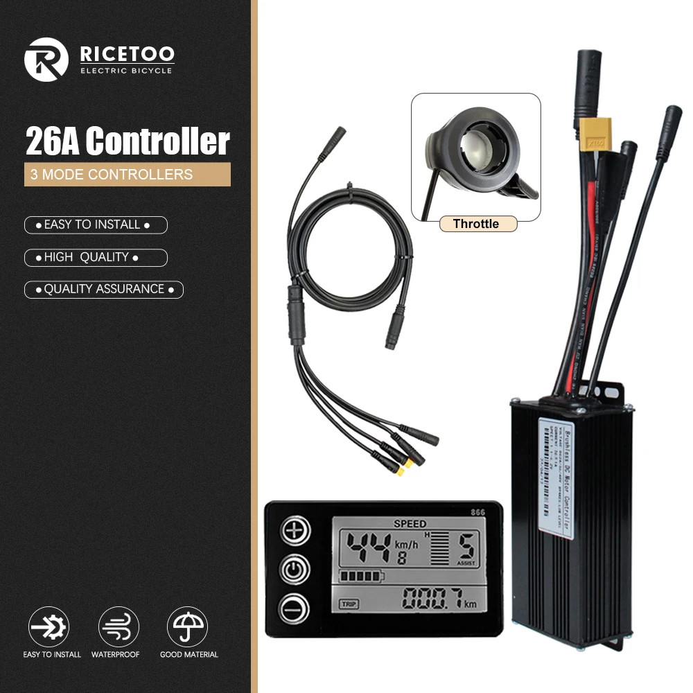 Three-Mode Ebike Controller 17-40A 36/48V 350-1000W S866 LCD Learning Function