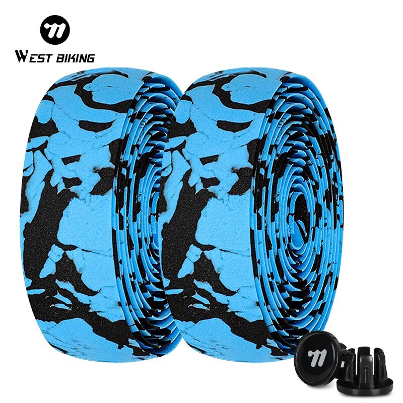 West Biking Road Bike Bicycle Handlebar Tape PU EVA Handlebar Tape Black One Pair