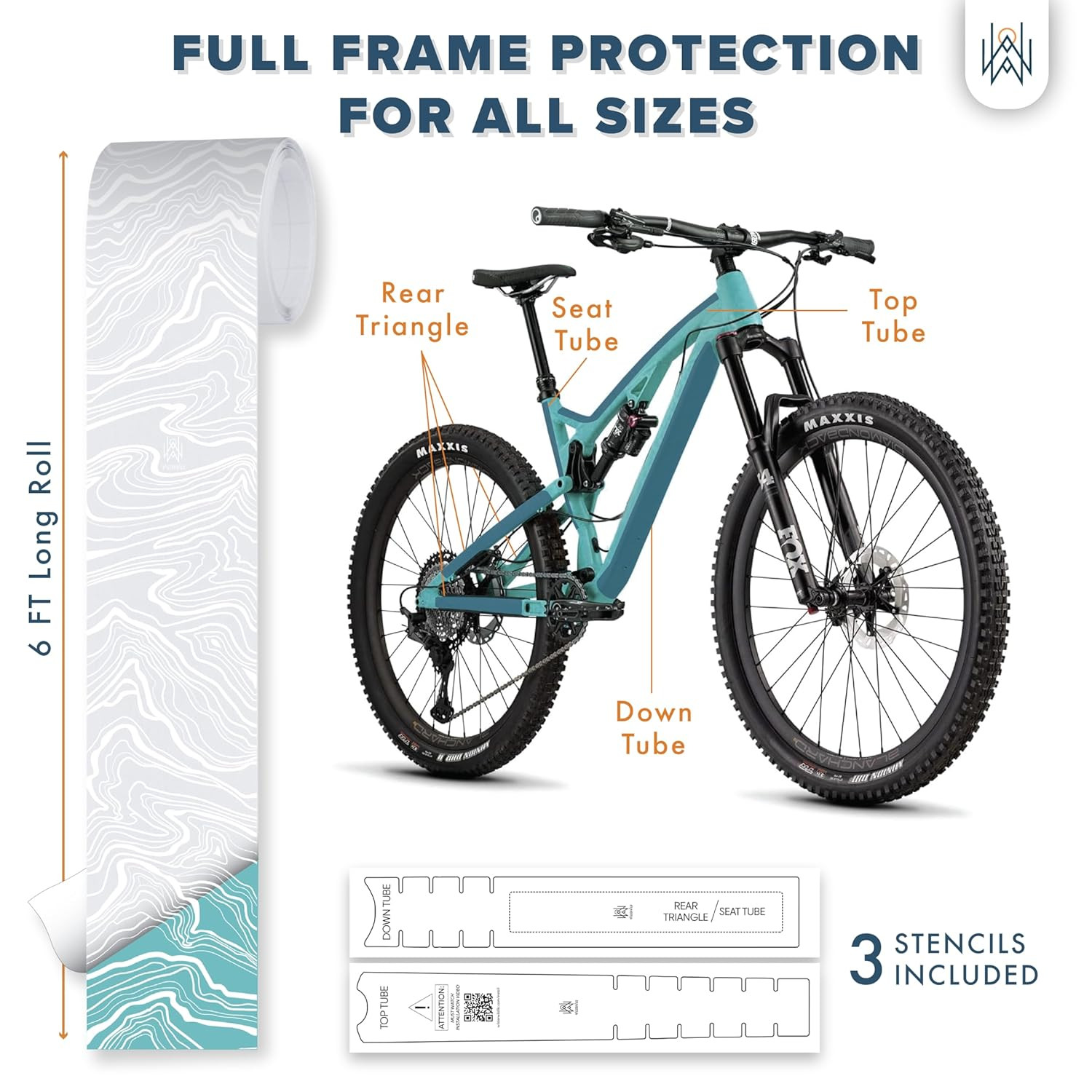 Bike Frame Protection Tape- High Impact Clear Vinyl Wrap Includes Tool (4”X72) B