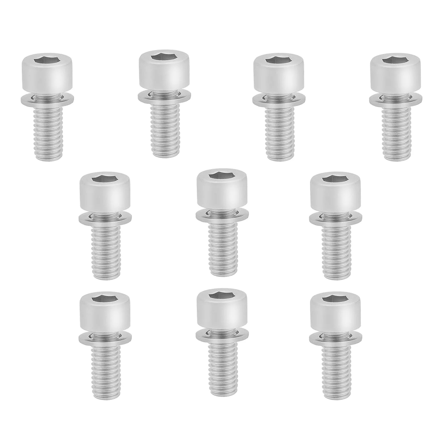 10PCS Bike Water Bottle Cage Bolts Holder Screws with Washers, M5x12mm Hex Socke
