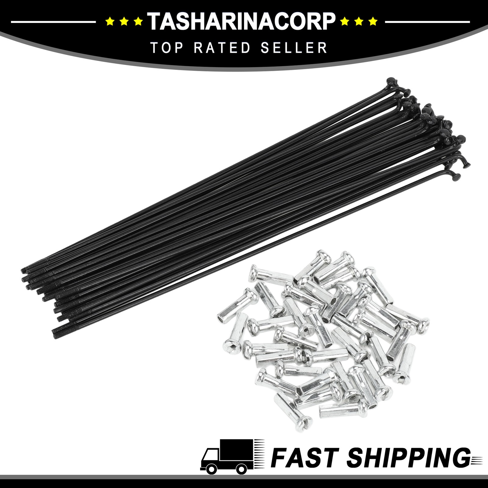 1Set 14G 225mm Length Bicycle Spokes Nipple Carbon Steel Black Universal