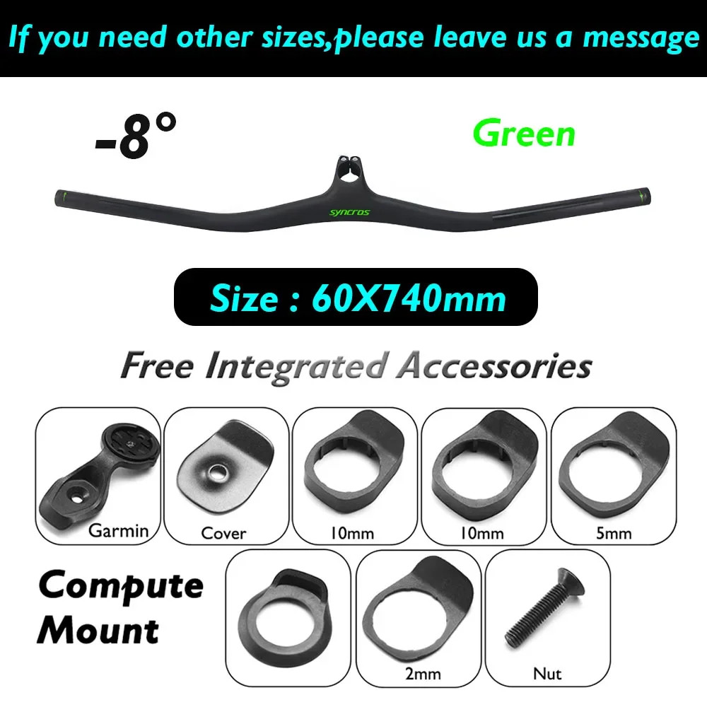 Full Carbon Fiber Integrated Mountain Bike Handlebar 28.6mm Clamp 740mm Width