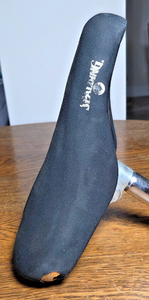 Vintage UKONG 8708 Black Synthetic Bicycle Saddle/Seat w/ 7″ Seat Post