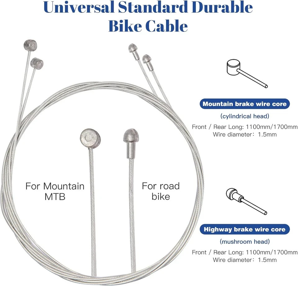 Universal Bike Brake Cable Housing Kit with 1 Set Bicycle Brake Line, 2 Pieces V