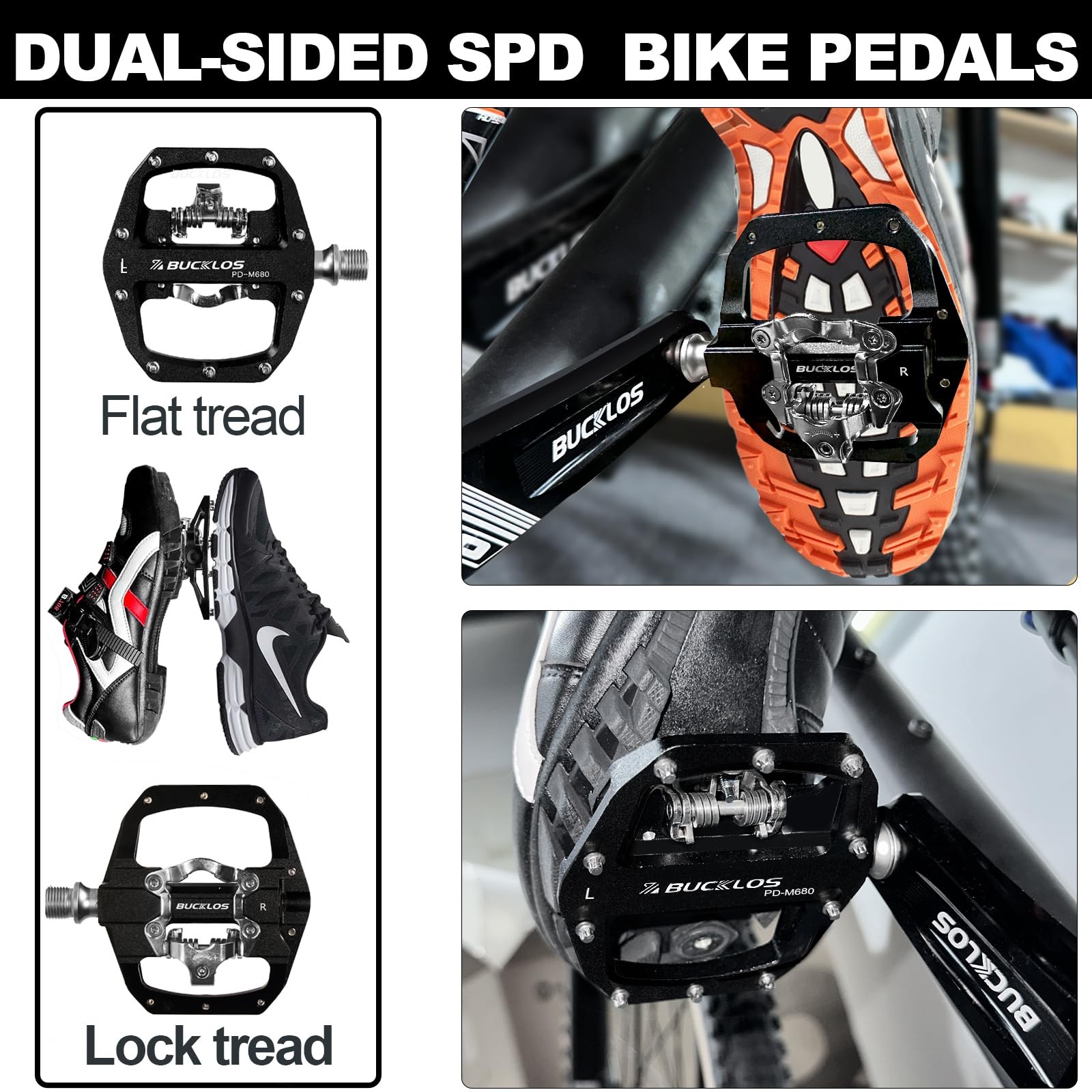 SPD Dual Sided Clipless Pedals for Mountain & Road Bikes – Shimano Compatible