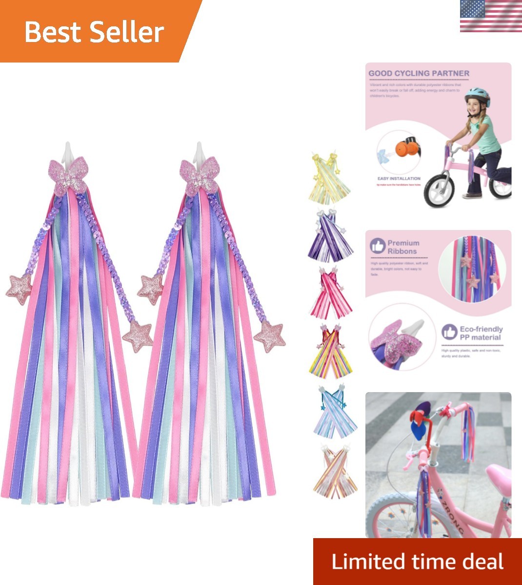 1 Pair Bike Streamers, Kid’s Bike Tassels, Bicycle Handlebar Streamers Colorf…