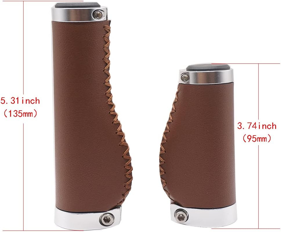 Bike Handle Grips 135/95mm Long/Short Grips Non-Slip PVC Microfiber Leather Ergo