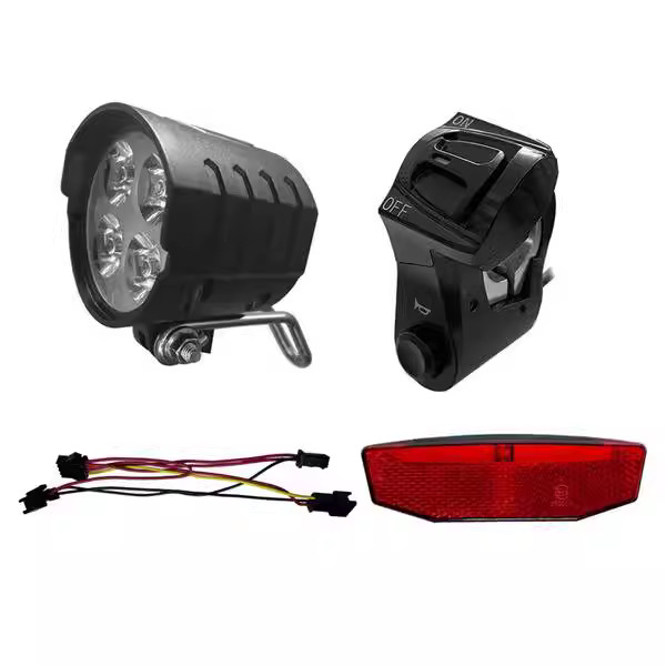Black Plastic Metal Bike Light Horn Tail Light 3-in-1 QD168 DK240 Switch Kit for